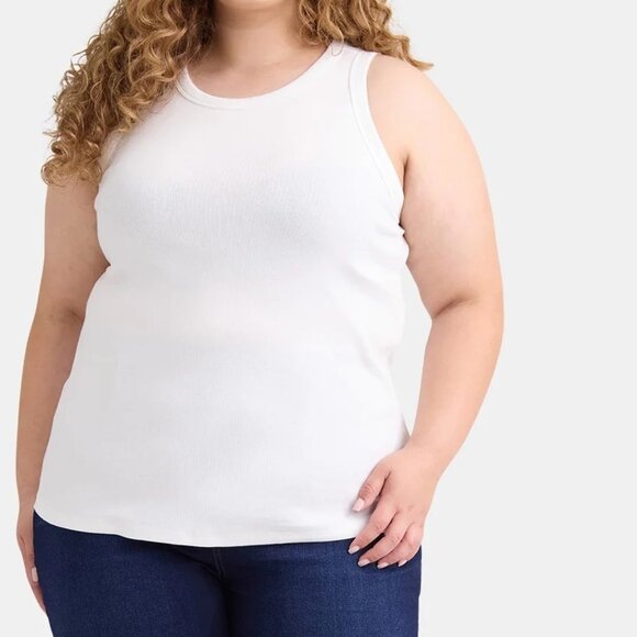 Terra & Sky Women's Plus Size High Neck Rib Tank Top, Sizes 1X (16W-18W) - Picture 1 of 7
